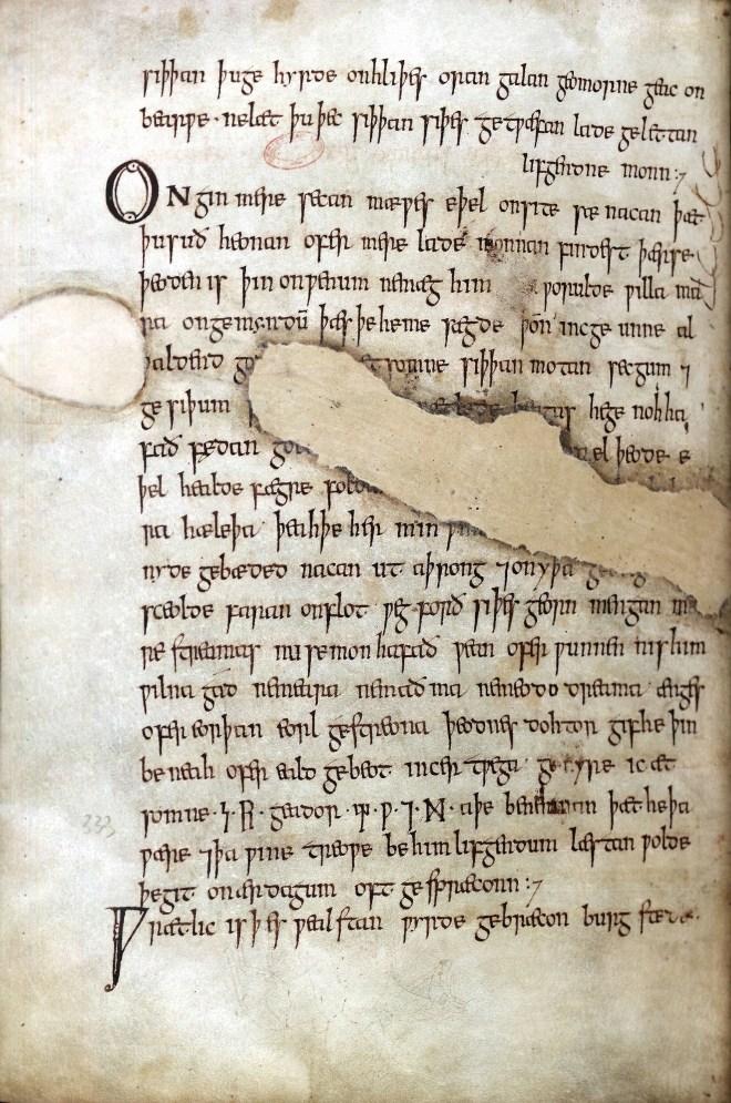 Folio 123v of the Exeter Book