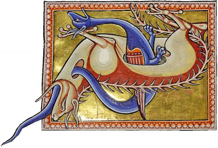 Image of the ydrus (water-snake) from the Aberdeen Bestiary.